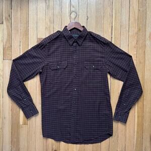 Ralph Lauren Black Label Plaid Shirt Long Sleeve Button Down Men's Size M Wine‎